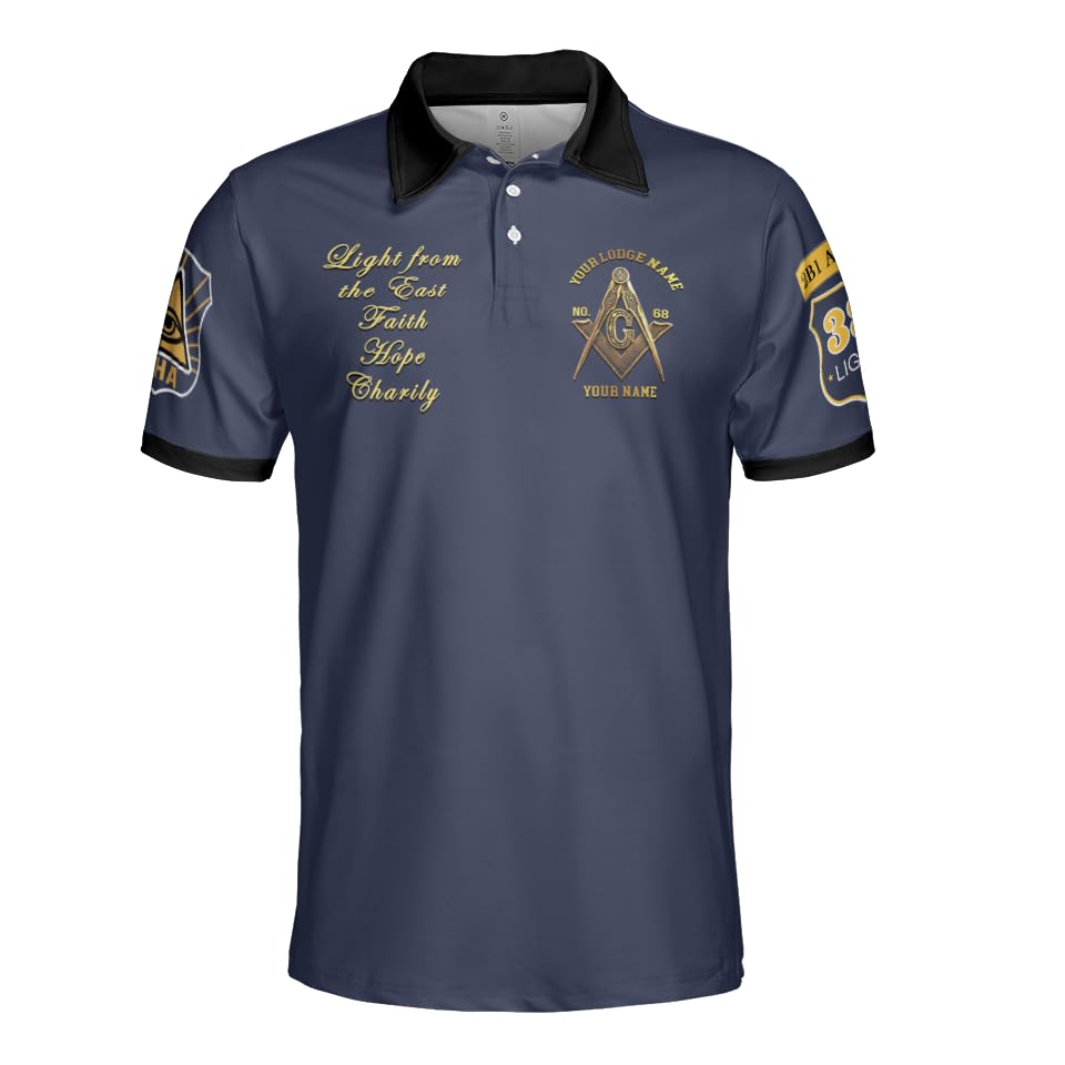 Polo para hombre Custom Freemason Prince Hall 1784 PHA F&AM con diseño 3D talla S a 5XL miniatura 2
