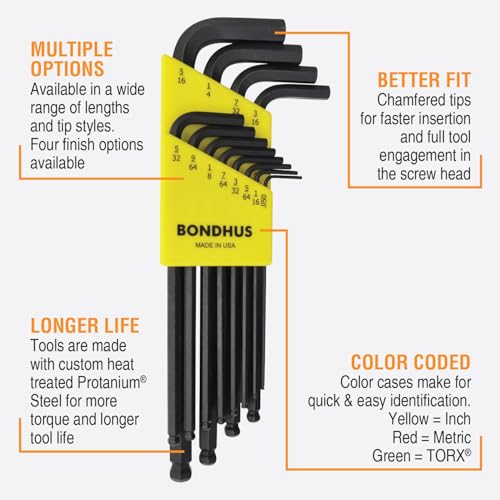 Image of Bondhus 10936 set of 12 Balldriver L-wrenches, ProGuard Finish, sizes .050-5 /16-Inch