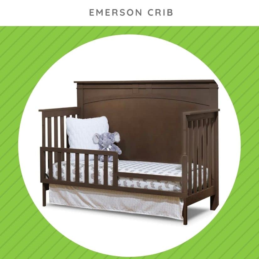 Image of Toddler Bed Safety Guard Rail for Sorelle Convertible Cribs - Solid Wood Rail for Convertible Crib to Toddler Bed Conversion - Safety Bed Rail for Children (Model #136, Chocolate)