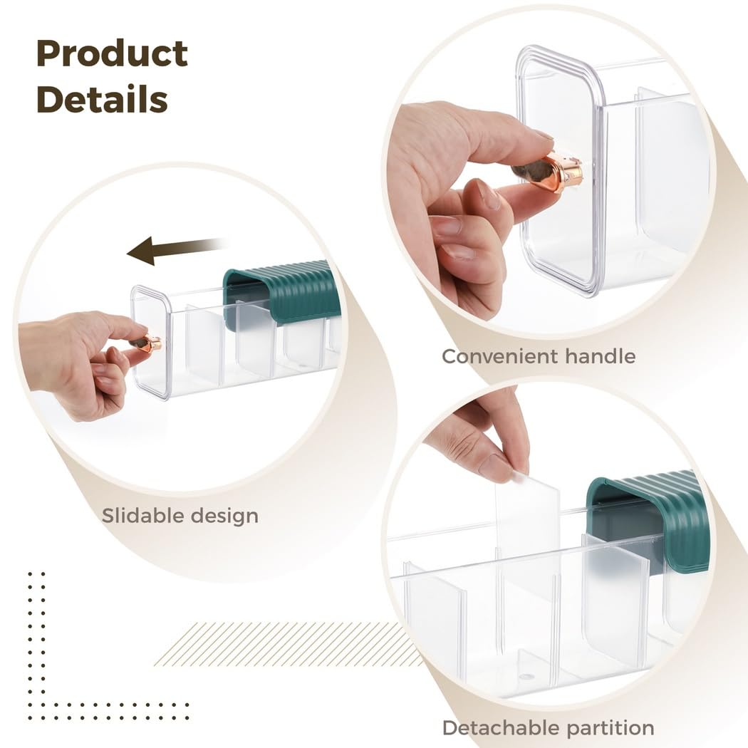 Organisateur de tiroir mural transparent 3 pièces, design sans perforation pour chaussettes, sous-vêtements et cravates