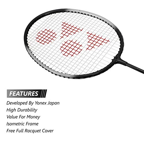 Image of Yonex ZR 100 Light Aluminium Badminton Racquet with Full Cover | Made in India (Black)+Yonex GR 303 Aluminum Blend Badminton Racquet with Full Cover (Black)