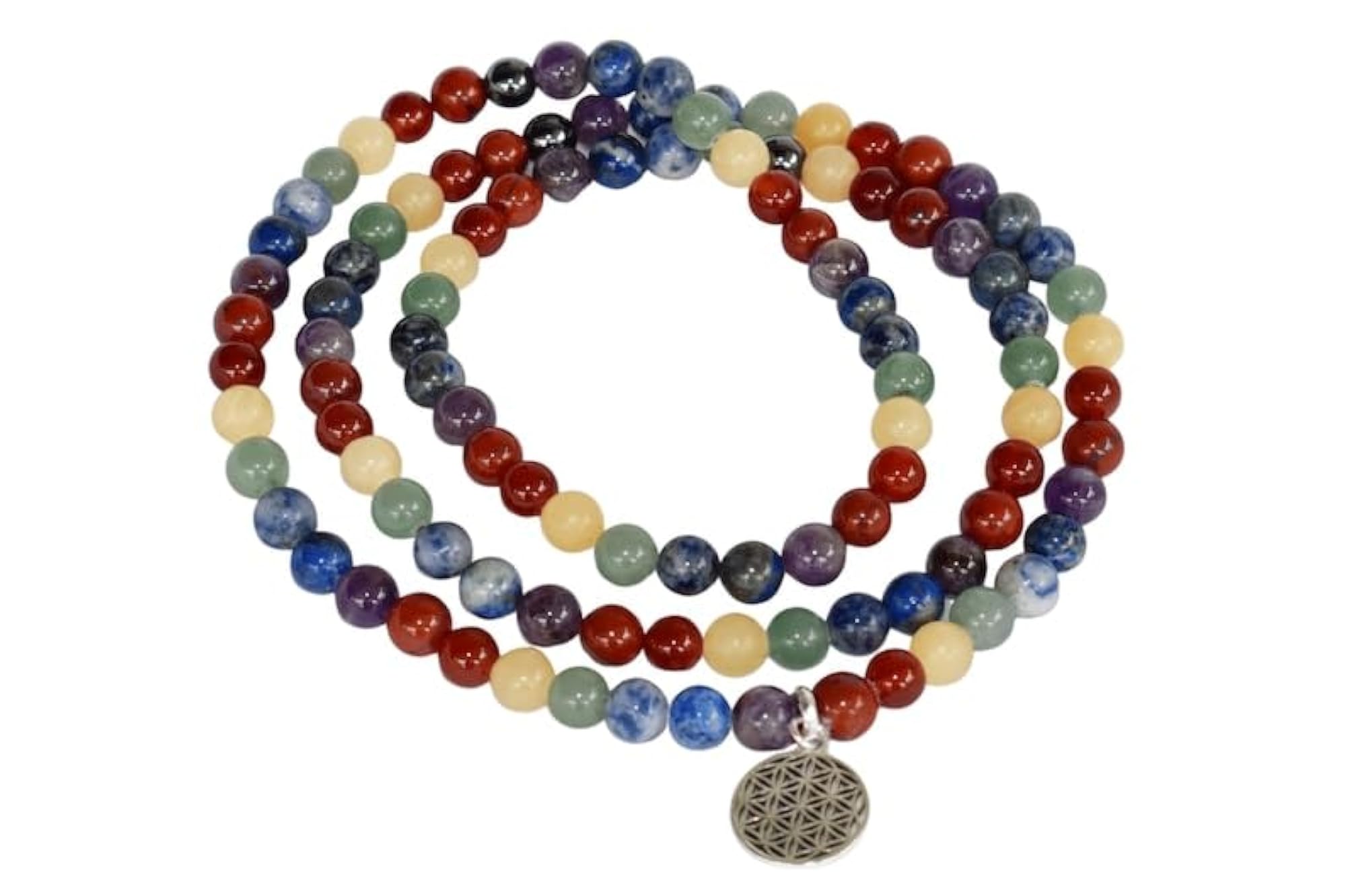 Natural 7 Chakra Stone 108+1 Beads Handmade Prayer Mala Necklace