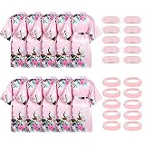 Jeyiour 30 Pieces Spa Party Robes for Girls Spa Party Supplies Robes Headband Blindfold Set for Wedd
