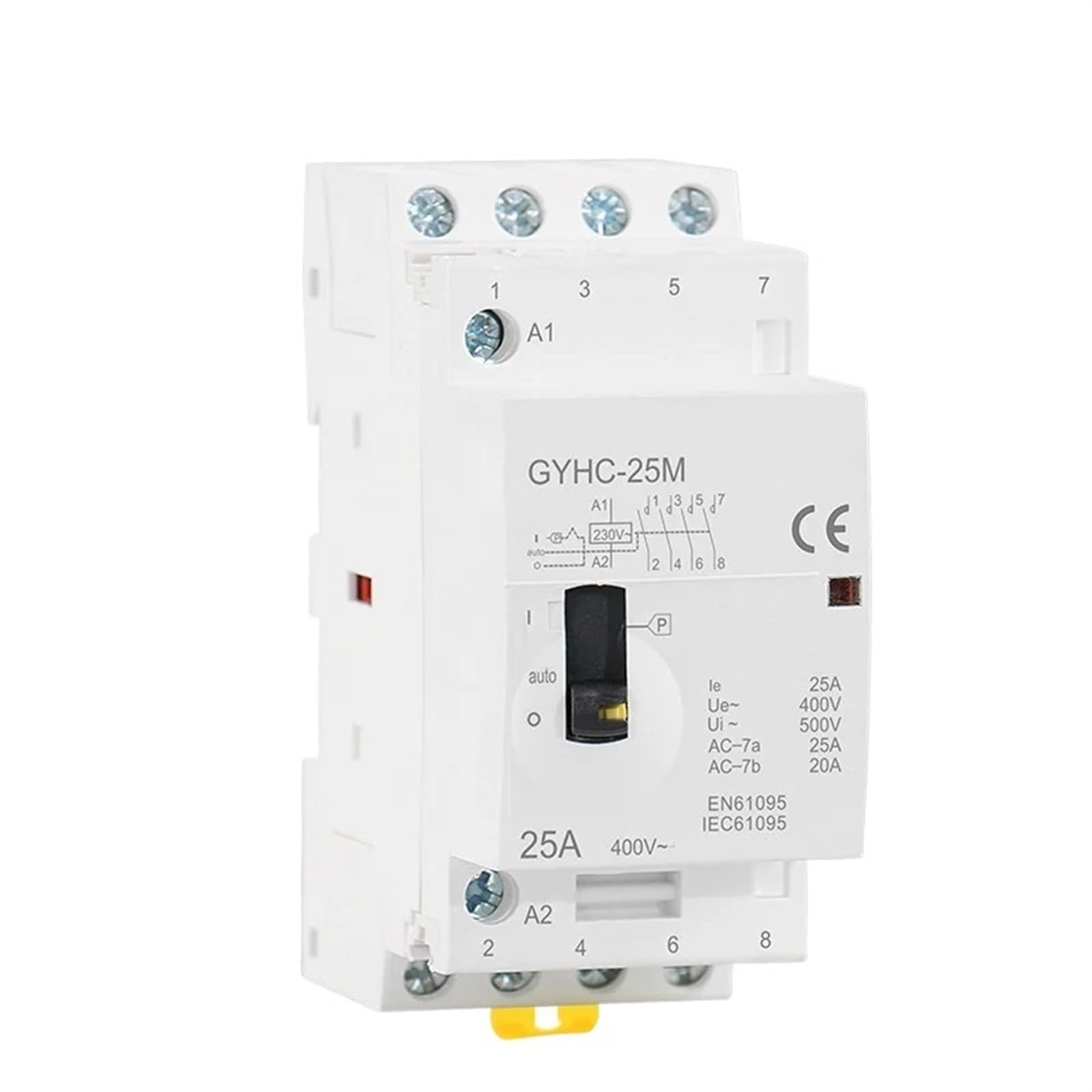 HUUOQIWY 4P 25A 4NO Or 2NO2NC 220V/230V 50/60HZ Din Rail Household AC Modular Contactor 1Pcs(4P 25A 4NO 220V)