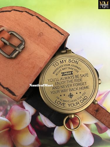 Brújula de latón con estuche de cuero miniatura 5