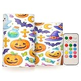 Waassud Halloween Punpkins Flammenlose Kerzen Batteriebetriebene LED Kerzen mit Fernbedienung Halloween Dekorationen Weihnachten 2er Set