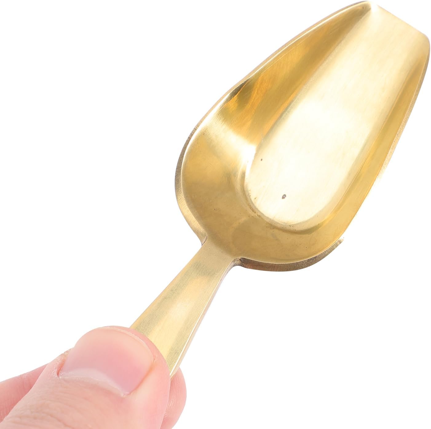 BESTonZON Brass Tea Spoon 3.74in Tea Spoon Scoop for Loose Leaf Matcha Coffee Beans Sugar Mini Measuring Shovel for Home Kitchen Restaurant Hotel