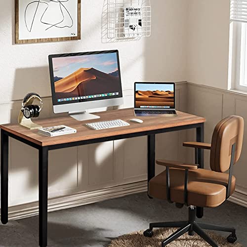 Biboc 24X63 Inches Computer Desk/Dining Table, Office Desk, Composite Wood Board Sturdy Writing Workstation For Home Office Walnut And Black Legs #TOP11