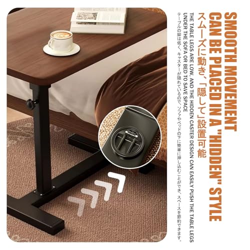 Mesa en forma de C para sofá con rotación de madera blanca para desayunar en la cama 7
