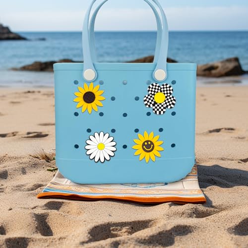 Rubber Beach Bag Accessories Charms for Flower?Bogg Bag decorations for differents ornament with 0.5'' dia Hole-5 Pack4