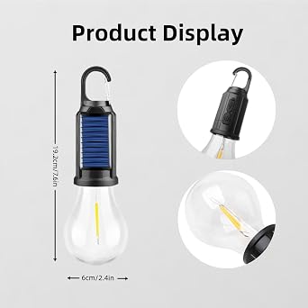 Solar Rechargeable Hooked Camping Light,2025 New Vintage Outdoor Tent Ambient Light,Waterproof LED Camping Lantern, Portable Outdoor Emergency Light Bulb for Hiking, Camping, Fishing (2 Spherical)