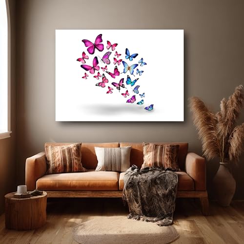Tableau papillons multicolores pour chambre, décoration intérieure zen 70 x 100 cm - 4