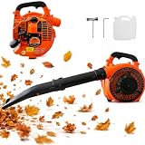 Soffiatore a Scoppio 52 cc LEGGERO – AVVIAMENTO FACILE - Motore 2 Tempi da 1500 W – Getto d’Aria 65 m/s per Rimozione Foglie e Detriti – Impugnatura per COMFORT UTILIZZO - Serbatoio 0,65 L