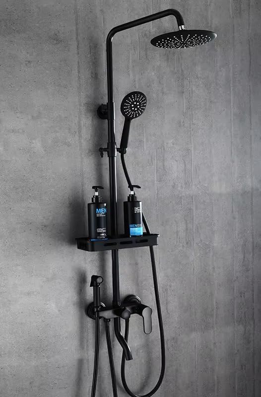 Image of Backline Shower Panels For Bathroom Full Set | Hot & Cold Shower System | Hand shower | overhead Rain Shower | Showers For Bathrooms (Black Matt)