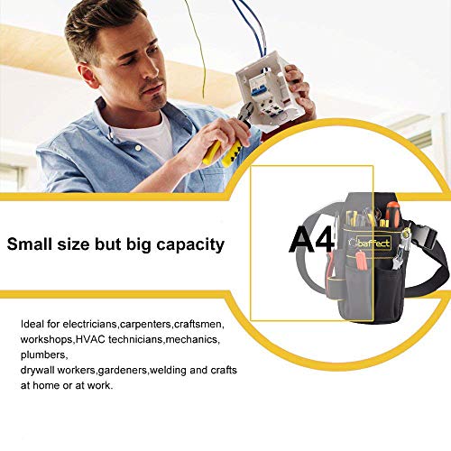 Baffect Pocket Tool Pouch，6-Pouches And 9 Screwdriver Loops Construction, Heavy-Duty Tool Bag With Adjustable Belt For Electrician Work #TOP3