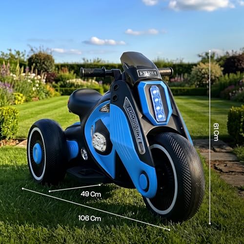 Image of Toyzone Rambo Electric Bike - Blue | 12V Rechargeable Bike for Kids with 4.5Ah Battery | LED Lights, Music, MP3 | Smooth Acceleration | 6M Battery Warranty | for Big Kids Age 4-12 Years, Up to 35kg