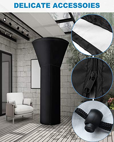 Patio Heater Cover, Waterproof Covers for Outdoor Heater, Patio Heater Covers for Outdoor Heat Lamp, Propane Heater Cover, Heater Covers for Standing Heater with Zipper, 420D, 89\"×33.5\"×19\" Black