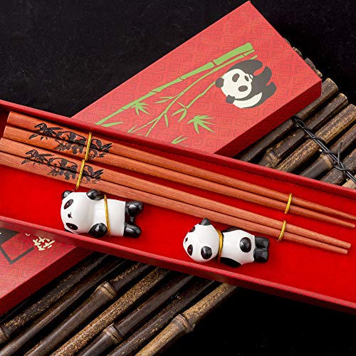 [2 Pack] Reusable Chopsticks Gift Set, Mhkbd Wooden Dragon Chopsticks And Panda Chopsticks With Case Chopsticks Gift Sets, Amazing Gift For Great As Thankgiving Day Christmas New Year #TOP1