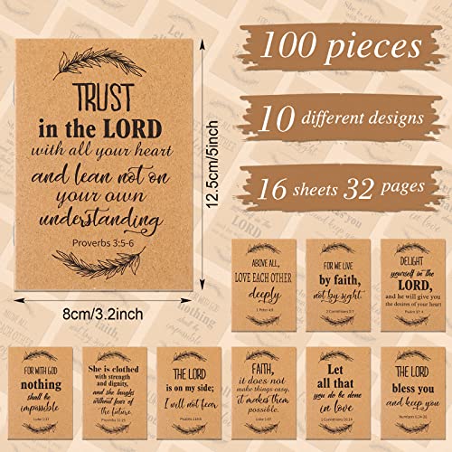 100 Pcs Prayer Journal For Women Bible Journal Bulk Small Pocket Bible Study Journal Kraft Bible Verse Christian Notebook Scripture Inspirational Notepads For Women Men Kids Office School (Bible) #TOP1
