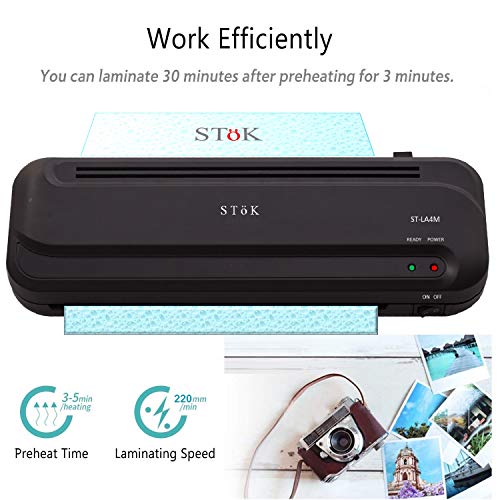 Image of SToK (ST-LA4M) Compact Laminating Machine - Ideal for Students' Projects, Photos, ID Cards, and More | 9-Inch Black Laminator (1 Year Offsite Warranty)