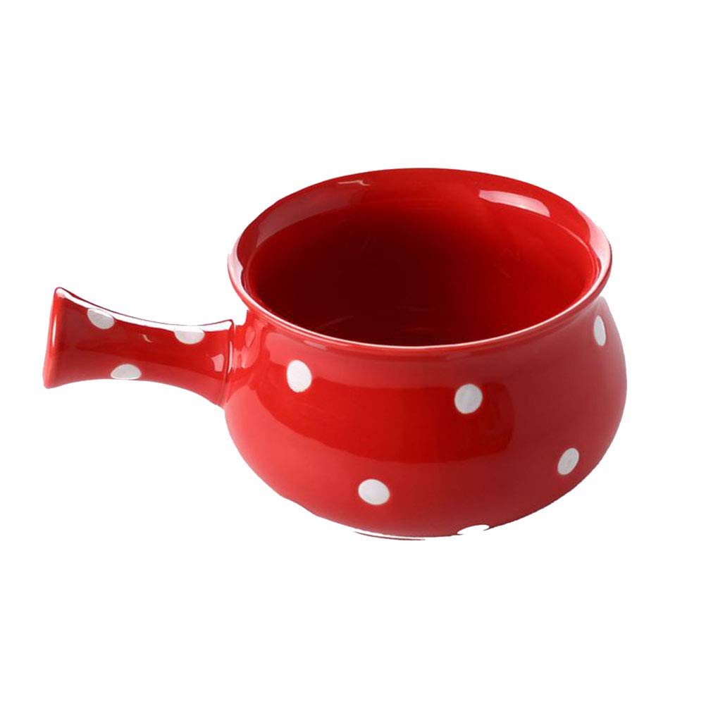 Bol en céramique rouge anti-brûlure de 500 ml pour pâtes et soupes