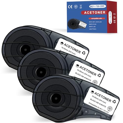 Compatible for M21-750-595-WT Vinyl Black on White Label Tape