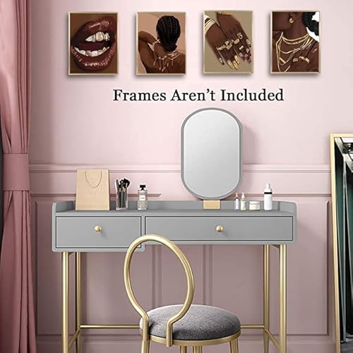 Tanxm Black Woman Art Printing,Boho Black Female Wall Art, Black Girl Art Poster, Abstract African American Woman Wall Art Decor For Home Bedroom - Set Of 4 (8"X10", No Frame #TOP1