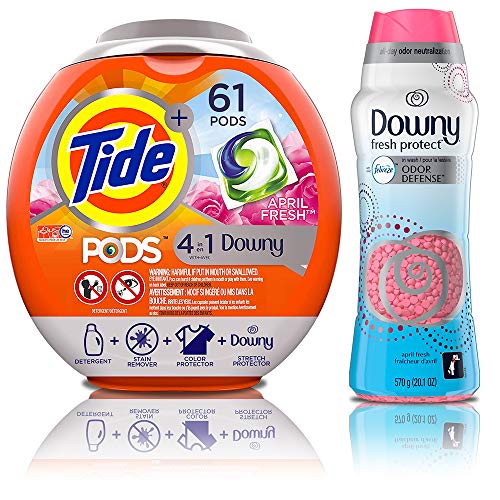 Downy Fresh Protect April Fresh with Febreze Odor Defense in-Wash Scent Beads, Tide 20.1 Ounce with Turbo Laundry Detergent Pacs, April Fresh Scent