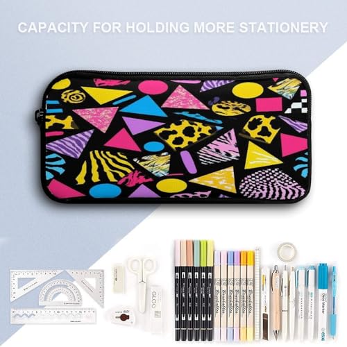 Unisex Fashion 3 Pcs Set, Large Capacity Black Retro 80s 90s Backpack, Pencil Pouch Easy to Clean, Lunch Bag for Work4