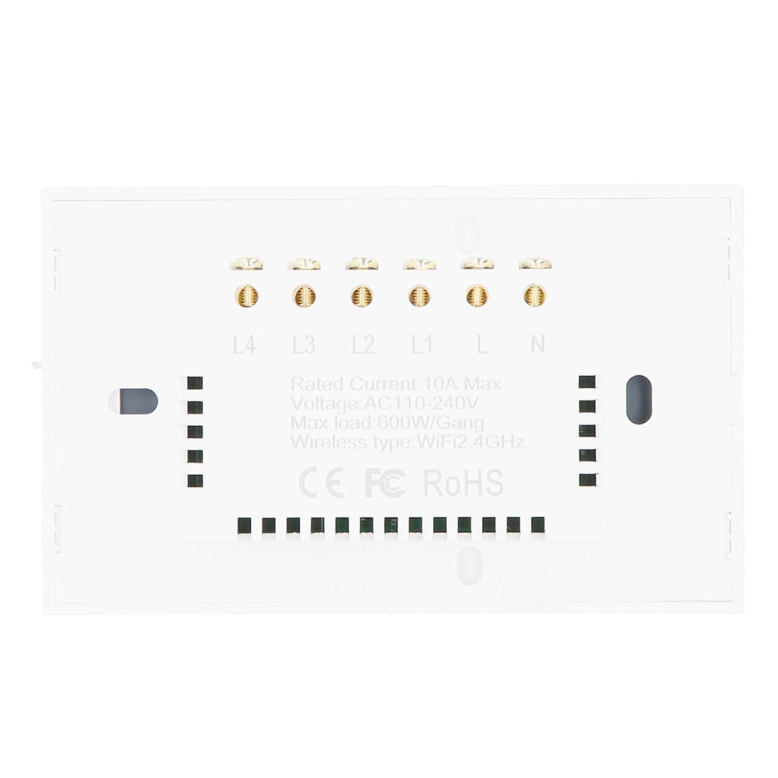 Interruptor táctil de pared WiFi inteligente de 4 canales compatible con Home Control de voz Alimentación de CA ABS y construcción de PC Gestión de iluminación y