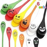 JOYIN 6 Stück Halloween Ei und Löffel Rennen Spiele Set, Augäpfel und Löffel Kinder und Erwachsene, Halloween Spielzeug Hinterhof Outdoor, Partyzubehör