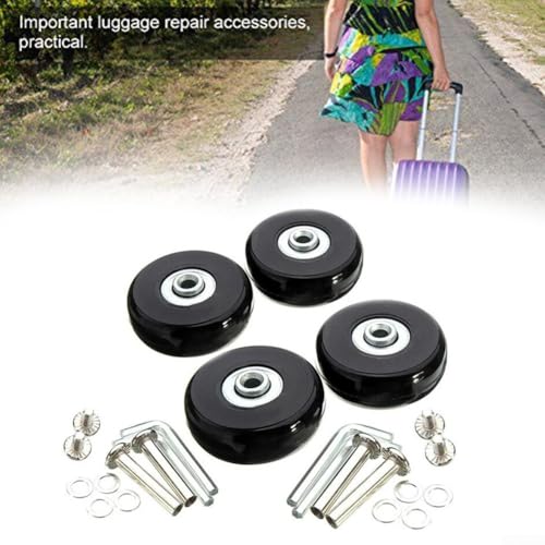4pcs Luggage Suitcase Replacement Wheels, 45/50/60mm Rubber Roller Wheels, Super Silent, Black, Rubber, 50MM, 20-50 lbs (9-23 kg) per wheel set2