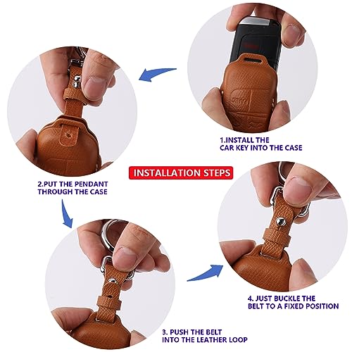 CISUI Genuine Leather Key Fob & Shell Compatible with Mercedes-Benz 4-Button Smart Key (Brown) by CISUI - Image 6
