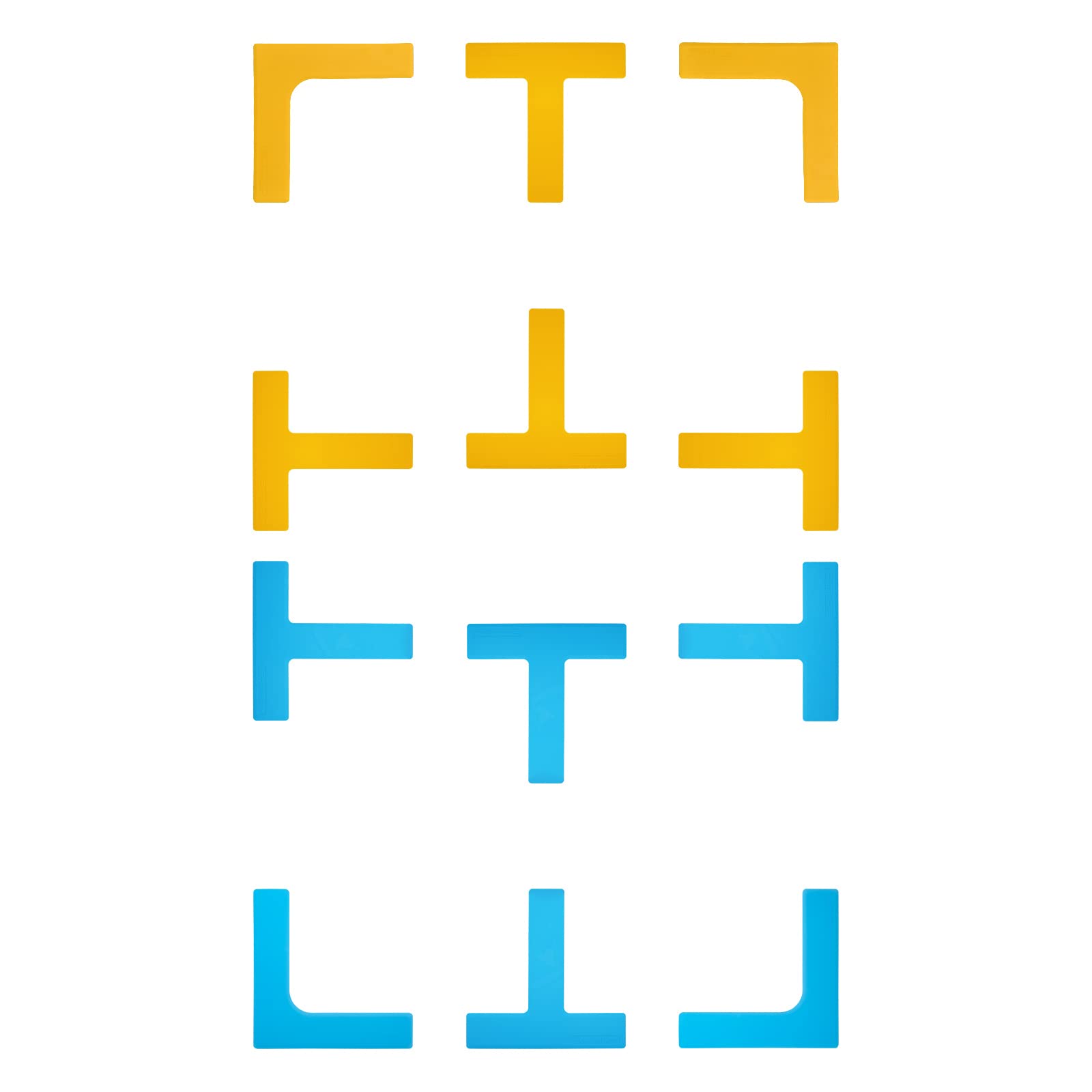 Eco Walker Court Lines Marker Kit Throw Down Markers Create Your Own Mini Pickleball Tennis Court (Blue-Yellow)