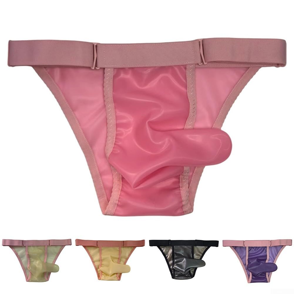 Slip en latex pour homme, style transparent pour événements et fêtes, lingerie parfaite (taille L, violet)