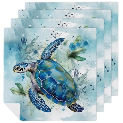 Servilletas de Tela Cuadradas Azul Floral Pack x4 miniatura 1