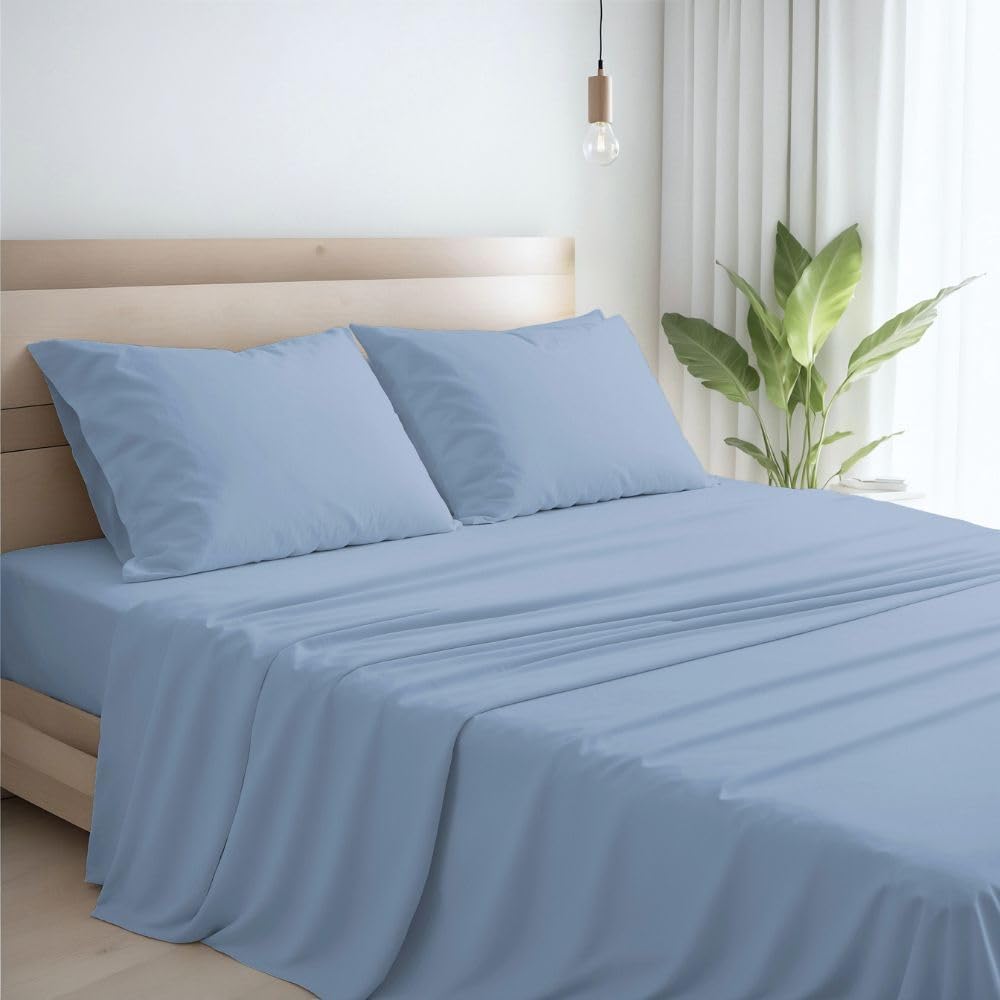 MAXIME MAISON - Lenzuola Percalle Matrimoniale Made in Italy, Completo Letto Realizzato in Cotone Pregiato a Trama Fitta, Biancheria da Letto Certificata Oeko Tex Standard 100 (Carta Da Zucchero)
