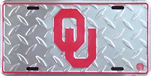 Oklahoma University Diamond License Plate Tin Sign 6 x 12in