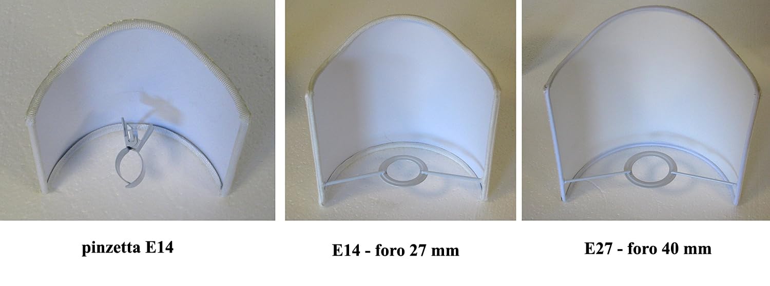 Paolo Rossi paralume mezza vela ventola veletta sagomata in tessuto con rifinitura - produzione propria - made in Italy (bianco c/rif oro, diametro cm 40)