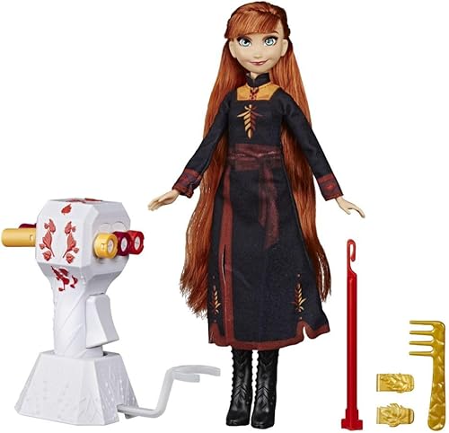 Disney Frozen Sister Styles Anna - Muñeca de moda con pelo rojo extralargo, herramienta de trenzado y pinzas para el cabello, juguete para niños a