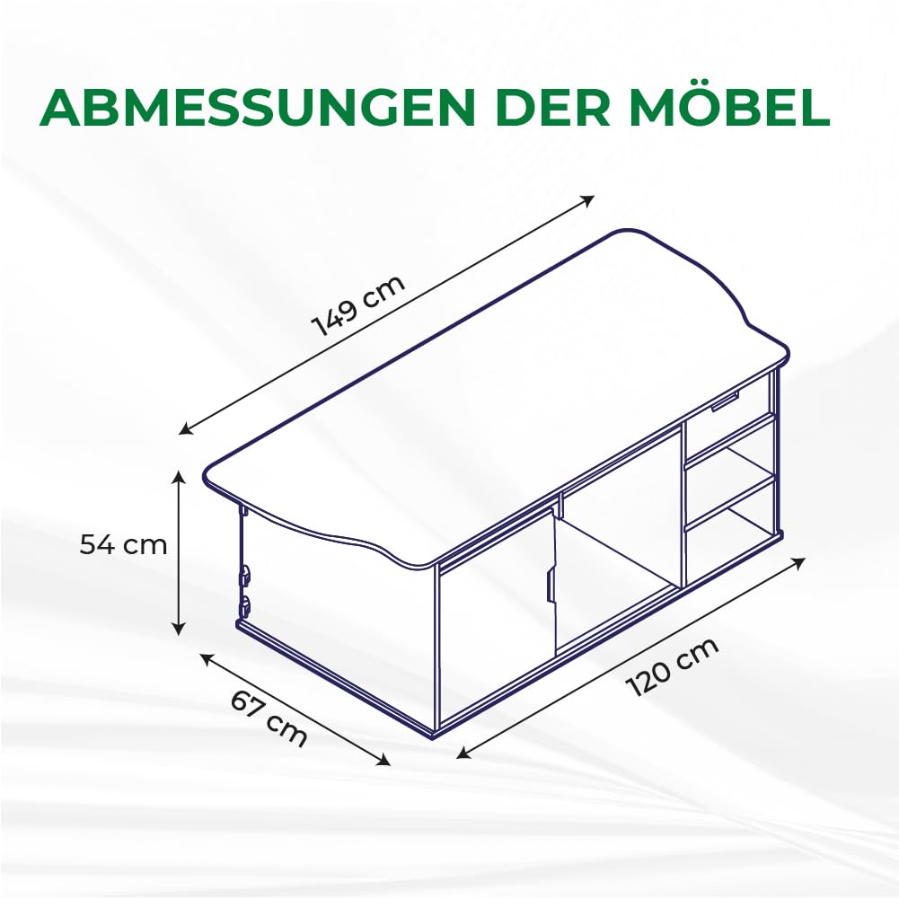 Campingbox für Van/Bus VW Multivan und California T5, T6, T6.1 inkl. Zubehör (Campingküche, Sitzplätze) und Matratze, Kit Campinboxen Abnehmbar Camper-Möbel-Set