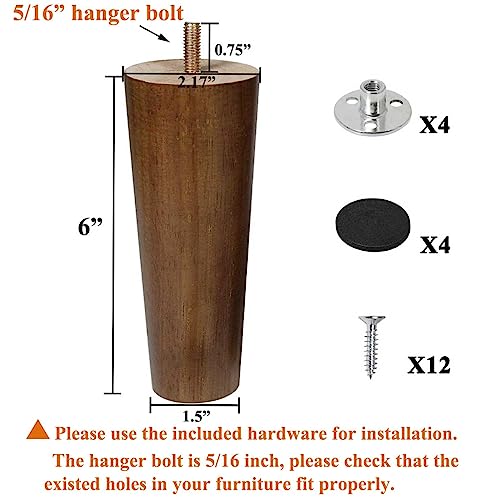 Aoryvic Furniture Legs Wood Sofa Legs Replacement Legs For Cabinet Vanity Couch Chair Dresser Pack Of 4 (6 Inch) #TOP2