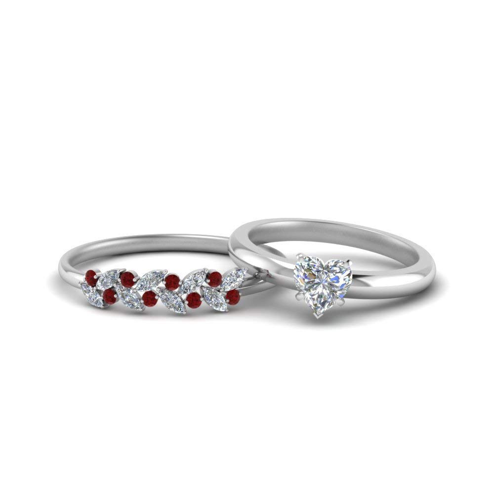 Choose Your Gemstone Unique Diamond CZ Bridal Ring Set 925 Sterling Silver Heart Shape Wedding Ring Sets Matching Jewelry Wedding Jewelry Easy to Wear Gifts US Size 4 to 12