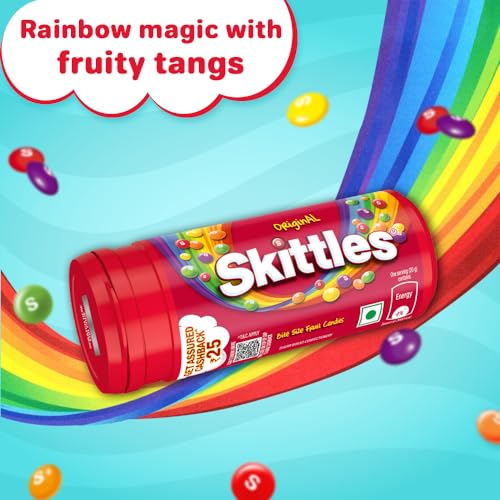 Image of Skittles Original Chewy Fruit Candy Pack | Bite-Size Fruit Candies | Delicious Fruity Flavours (Lemon, Apple, Grape, Strawberry, Orange)| Imported Candies|27.3 g | Pack of 8
