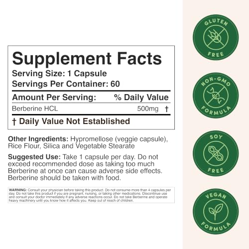 Double Wood Supplements Berberine HCl 500mg