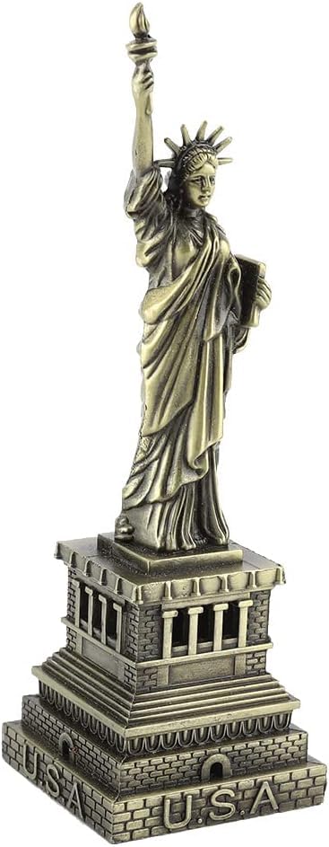 7-Inch Statue of Liberty Model - Metallic New York City Souvenir Figurine - Vintage Copper Finish Zinc Alloy Statue for Home Office Decor Bookshelf Collection & Gifts