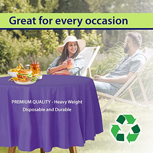 Image of Party Dimensions Purple Disposable Plastic Tablecloth for Round Tables (36 Pack) Table Cloths for Parties, Events & Weddings, Indoors & Outdoors, 84 inches, Plastic Table Cover