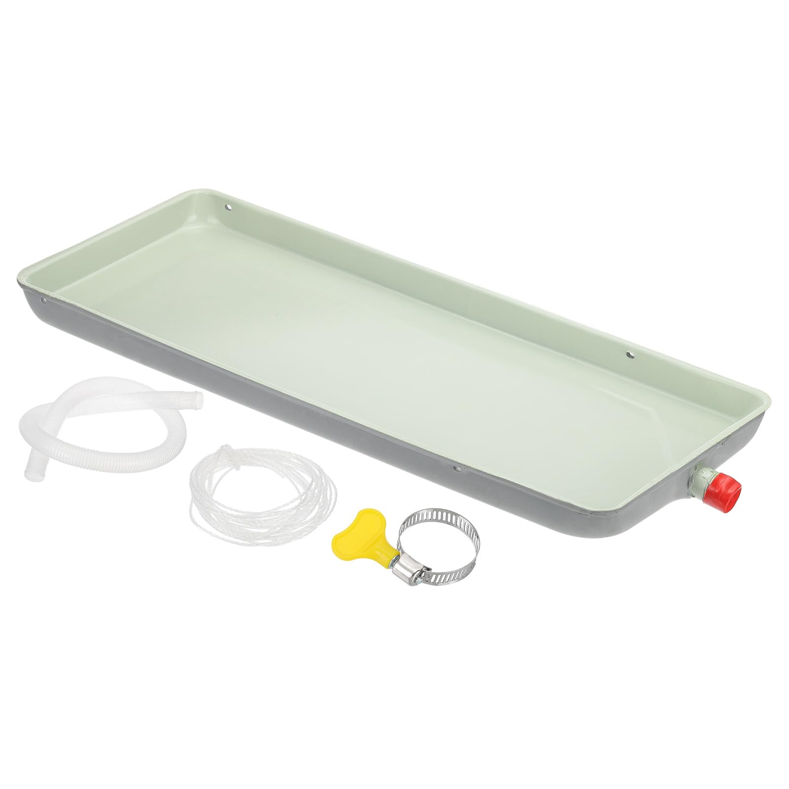 PATIKIL Bac De Recuperation De Condensation Pour Climatiseur, 24 x 9.4 Pouce (61 x 24 cm) Bac De Drainage Universel Portable En Metal Galvanise Avec Trou De Vidange & Tuyau