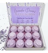 EvolutionUSA Lavender Dreams Bath Bombs for Women, 12 Organic Flower Bath Bombs, Soft Lavender Ba...