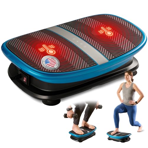 Lifepro Vibra Voice Thermo Vibration Plate Exercise Machine Voice Control Heat Function & Calorie Tracker Curved Vibrating Platform Machine Whole Body Vibration Plate for Lymphatic Drainage